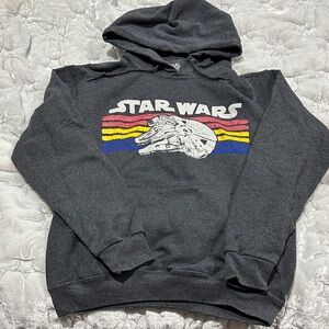 Star Wars Charcoal Hoodie with Rainbow Stripes